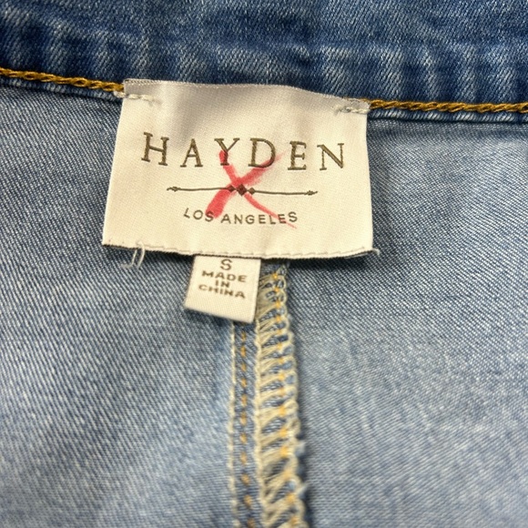 Hayden denim ruffle hem snap front skirt size small mermaid blue - Picture 8 of 9